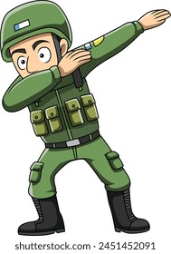 Dabbing soldier character vector illustration