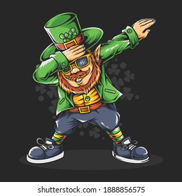 Dabbing St. Patrick's Day bearded man in glasses and hat. editable layers artwork vector