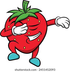 Dabbing strawberry character vector illustration