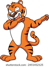 Dabbing tiger character vector illustration