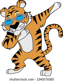 Dabbing tiger for t-shirt decoration