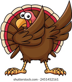 Dabbing turkey character vector illustration