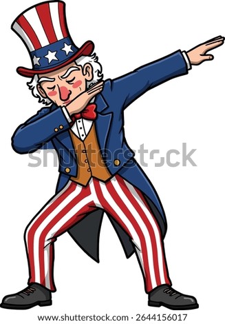 Dabbing Uncle Sam - Funny Patriotic Vector Cartoon Character Illustration American 4th July