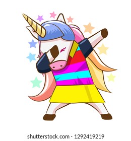 Dabbing unicorn cartoon