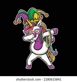 Dabbing Unicorn, Mardi Gras. Rainbow, Magic, Fantasy, Colorful.