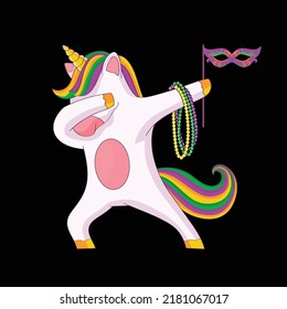 Dabbing Unicorn, Mardi Gras. Rainbow. svg