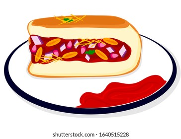 Dabeli indian Street Food Vector