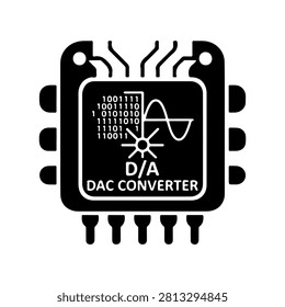 DAC Converter Chip Digital Analog Vector Icon