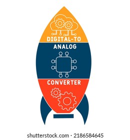 DAC - Digital-to-Analog Converter acronym. business concept background. vector illustration concept with keywords and icons. lettering illustration with icons for web banner, flyer, landing pag