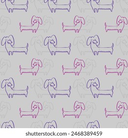 Diseño de patrón de Vector sin costura Dachshound Mania