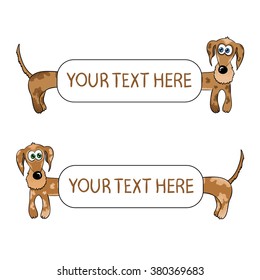 Dachshund background set. Funny dogs frames, isolated vector illustration.