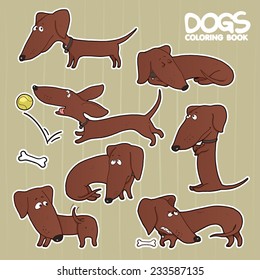 dachshund cartoon set