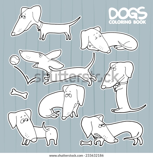 Dachshund Cartoon Set Coloring Book Stock Vector (Royalty Free) 233632186