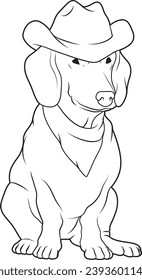 Dachshund Cowboy Cowboy hat Animal Vector Graphic Art Illustration