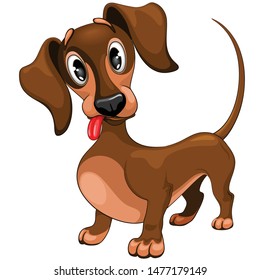 Dachshund Cute Confused Puppy Dog Cartoon Character Vector Illustration