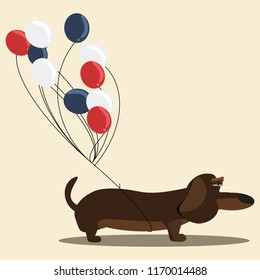 Dachshund dog and balloon vector illustration 