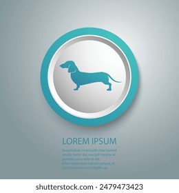 Dachshund dog blue icon on white background in flat. Vector illustration