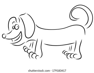 Dachshund dog breed, hand drawing. Vector illustration.