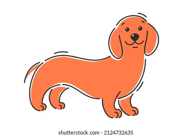 Dachshund dog. Cartoon vector illustration