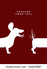 Dachshund dog chasing his own tail VECTOR
