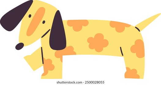 Dachshund Dog With Clouds Pattern Vector Illustration