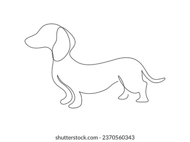 Dachshund dog continuous one line drawing. Isolated on white background vector illustration. Premium vector. 