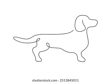 Dachshund dog continuous one line drawing vector illustration