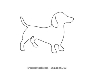 Dachshund dog continuous one line drawing vector illustration