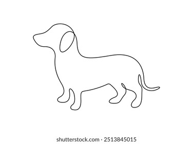 Dachshund dog continuous one line drawing vector illustration