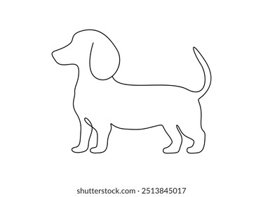 Dachshund dog continuous one line drawing vector illustration