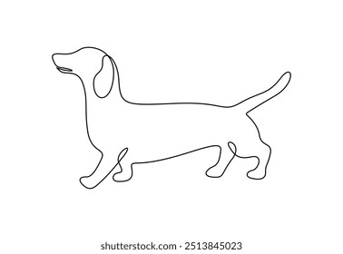 Dachshund dog continuous one line drawing vector illustration