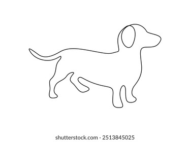 Dachshund cão contínuo uma linha desenho vetor ilustração