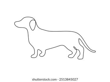 Dachshund dog continuous one line drawing vector illustration