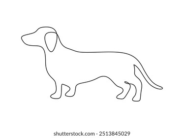 Dachshund cão contínuo uma linha desenho vetor ilustração