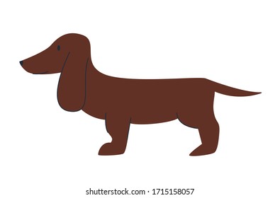 Dachshund dog Cute funny cartoon animal. Vector puppy pet character