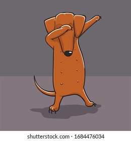 dachshund dog dancing, dag, vector illustration, cartoon