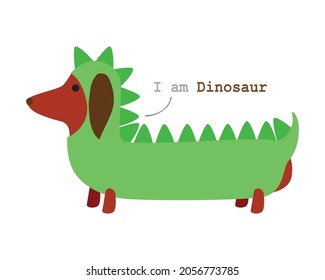 dachshund dog, I am Dinosaur, Dachshund Dinosaur, dachshound featuring t-rex, loves wiener dogs, Vector illustration. 