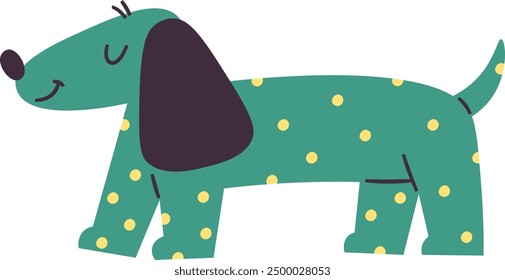 Dachshund Dog With Dotted Pattern Vector Illustration