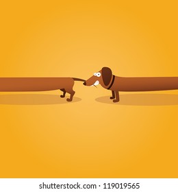 Dachshund dog eats Dachshund dog