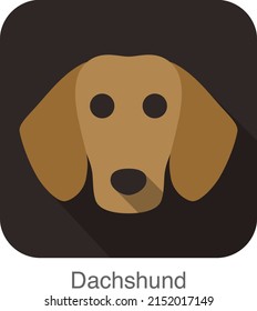 Dachshund Dog Face Flat Icon