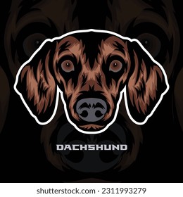 dachshund Dog Face Vector Stock Illustration, Dog Mascot Logo, Dog Face Logo vector