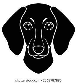 Dachshund dog head vector silhouette art illustration