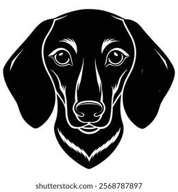 Dachshund dog head vector silhouette art illustration