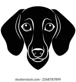 Dachshund dog head vector silhouette art illustration