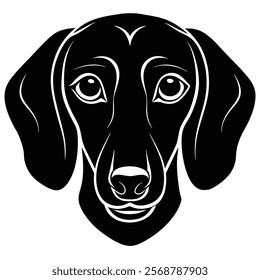 Dachshund dog head vector silhouette art illustration