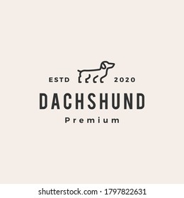 dachshund dog hipster vintage logo vector icon illustration