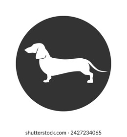 Dachshund dog icon on white background in flat. Vector illustration