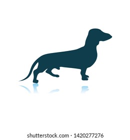 Dachshund Dog Icon. Shadow Reflection Design. Vector Illustration.