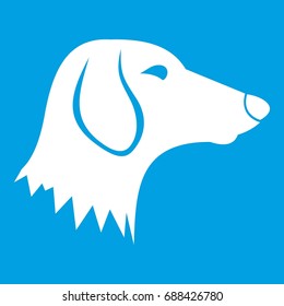 Dachshund dog icon white isolated on blue background vector illustration