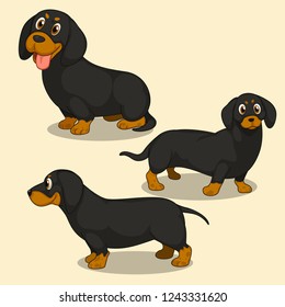 Dachshund dog isolated set, Dachshund dog cartoon.